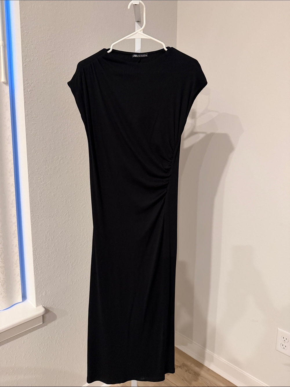 Zara Black Ruched Side Maxi Dress